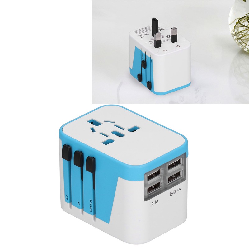 International Power Adapter Travel Plug with 4 USB Ports for