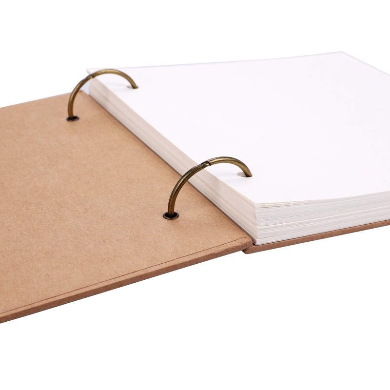 A4 Kraft Scrapbook,Blank Ring Binder Notebook Notepad Loose Leaf Sketchbook