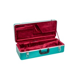 Crossrock ABS Alto Saxophone Case – Rectangular Mint Blue Finish, Burgundy Velvet Interior, Security Lock & Detachable Strap