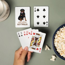 Lantern Press Rottweiler, Life is Better, White Background (52 Playing Cards, Poker Size Card Deck with Jokers)