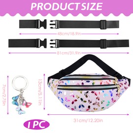 1 Bum Bag Children's Belt Bag Girls for Children Bum Bag Fashion Waterproof Add a Butterfly Key Ring Holographic Teenagers Glitter for Men and Women Party Sports, pink, Modern