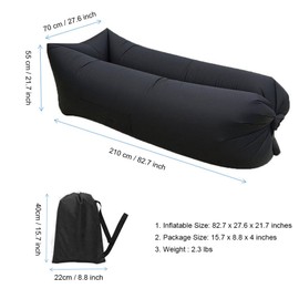 CCDXD Air Sofa, Inflatable Lounger Inflatable Couch for Travelling, Outdoor, Camping, Hiking, Beach Parties, Picnic, Backyard, Lakeside, air Hammock Inflatable Lounger (Black)