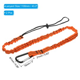 PATIKIL Tool Lanyard with D Hook, 2 Pack 43 Inch Safety Tool Leash 0.8 Inch Width for Fall Protection, Orange