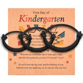 Leyung First Day of Kindergarten Bracelet for Boys, Father Mother Son Family Bracelets for 3, First Day of School Back to School Gifts for Son Kids
