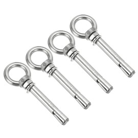 PATIKIL Expansion Eye Bolt M8x80mm, 4 Pack 304 Stainless Steel Shoulder Anchors Eyebolt Screw with Eye Ring for Concrete Brick Walls Canopy Engineering Rigging Silver