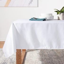 HEMEIREN White Tablecloth 100 x 145 cm (39 x 57 inches) Rectangular Satin Table Cloth for Weddings, Parties, Banquets, Holidays Celebrations