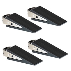 Shackcom Rubber Door Stopper Wedge, 4 Pack Black Heavy Duty Door Stop Suitable for All Floor Types, with Stainless Steel Hangers for Easy Storage, Prevents Unwanted Slams and Bumps