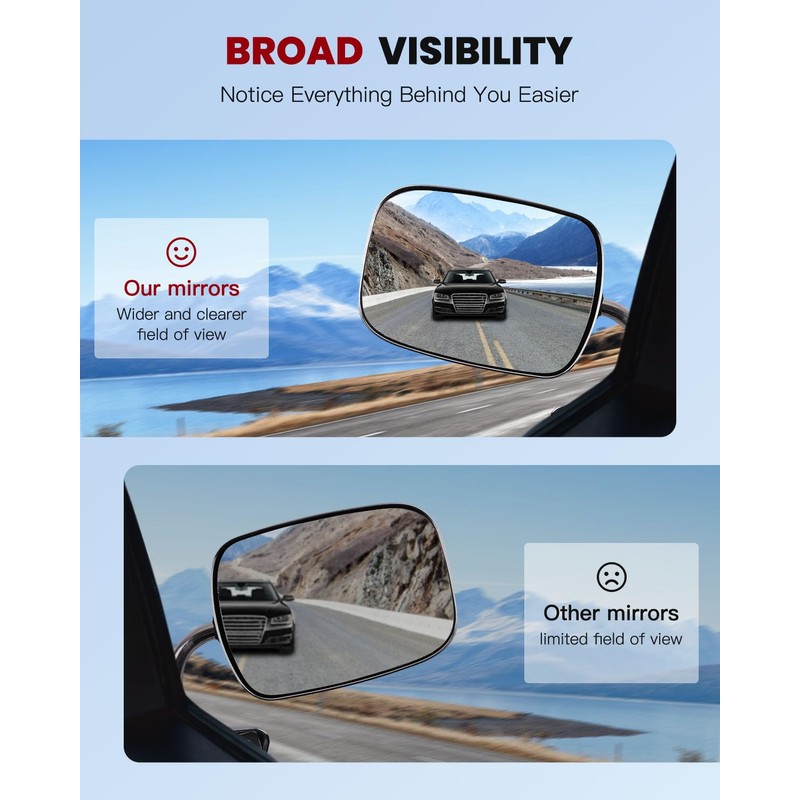 cciyu Door Mirror Left Driver Side/Right Passenger Side Manual Stainless