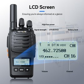 Retevis H777D Walkie Talkies for Adults with LCD Screen, Type-C Charging, FRS Long Range Handheld Commercial 2 Way Radio, Hand Free Rechargeable, for Restaurant Retail Warehouse(10 Pack)