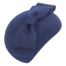 Lawliet Teardrop Womens 1940s Vintage Look Wool Felt Fascinator Pillbox Hat(Navy Blue)