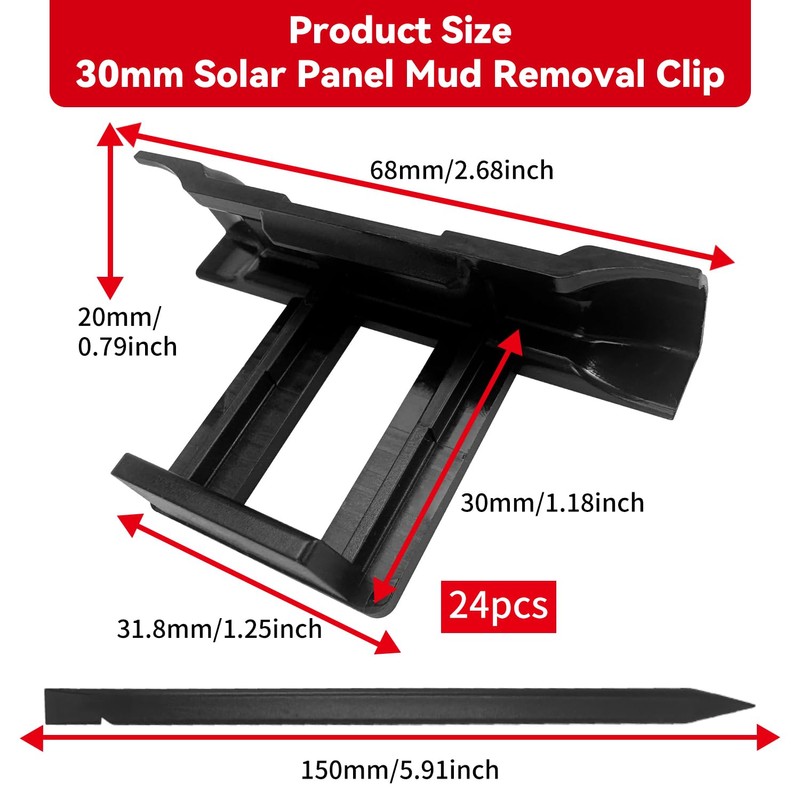 Pack of 24 Solar Panel Water Drain Clips 30 mm,