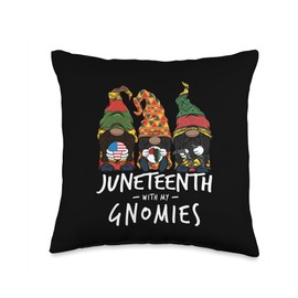 Black Gnomes Juneteenth with my Gnomies for Black History Throw Pillow