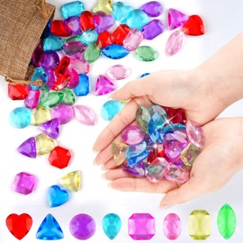 Children's Diamonds, Pack of 64 Gemstones for Children, Large, Acrylic Diamonds, Children's Diamonds, Colourful Children's Crystal Diamonds, Large Diamonds, Decorative Gemstones, Game Diamonds