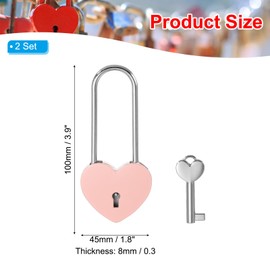 PATIKIL 3.9 Inch Love Locks Heart Padlock with Key Set, 2 Set Single Heart Couple Wishing Lock Love Padlock for Lover Bridge Anniversary Diary Book Card Box, Pink