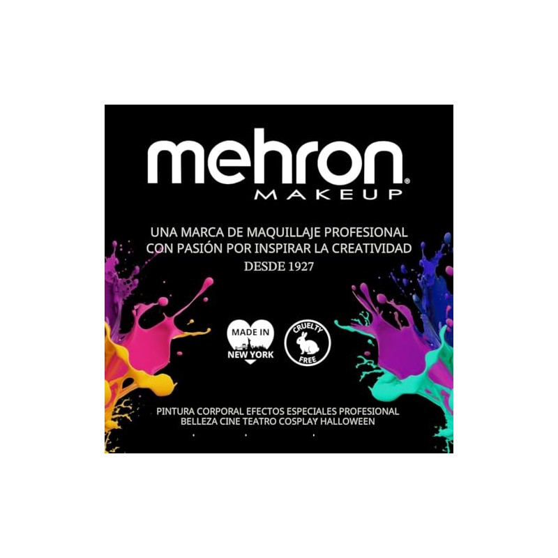 Mehron Greasepaint- Base de maquillaje(1.25 onzas), Negro