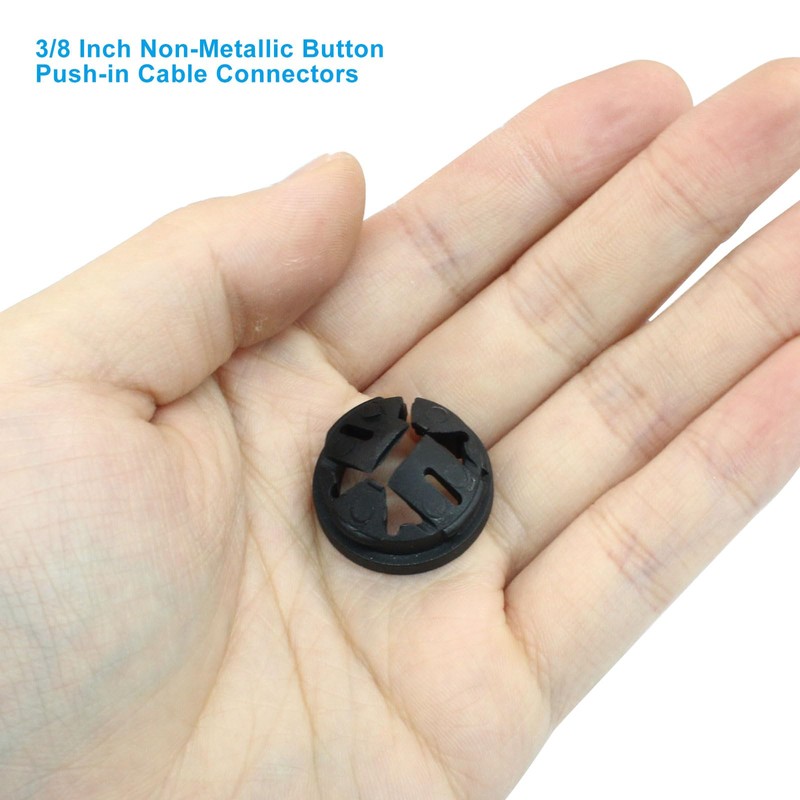 LifCratms 60 Pcs Non-Metallic Button Push-in Cable Connector, 3/8 Trade