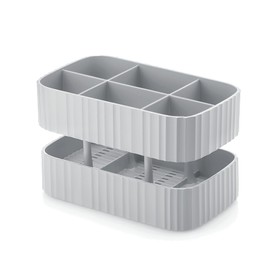 Guzzini Drain & Safe Cutlery Drainer, 100% Post Consumer Recycled Plastic, Matt Grey, 17x10xh11 cm