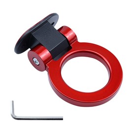Car Tow Hook Kit, Ring Shaped Universal Bumper Trailer Tow Hook Car Decoration Sticker, Track Racing Style Tow Hook Ring Auto Exterior Accessories for Car Truck SUV (Red)