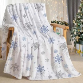 Manta En Forma De U Con Estampado Navideño De Copos De Nieve