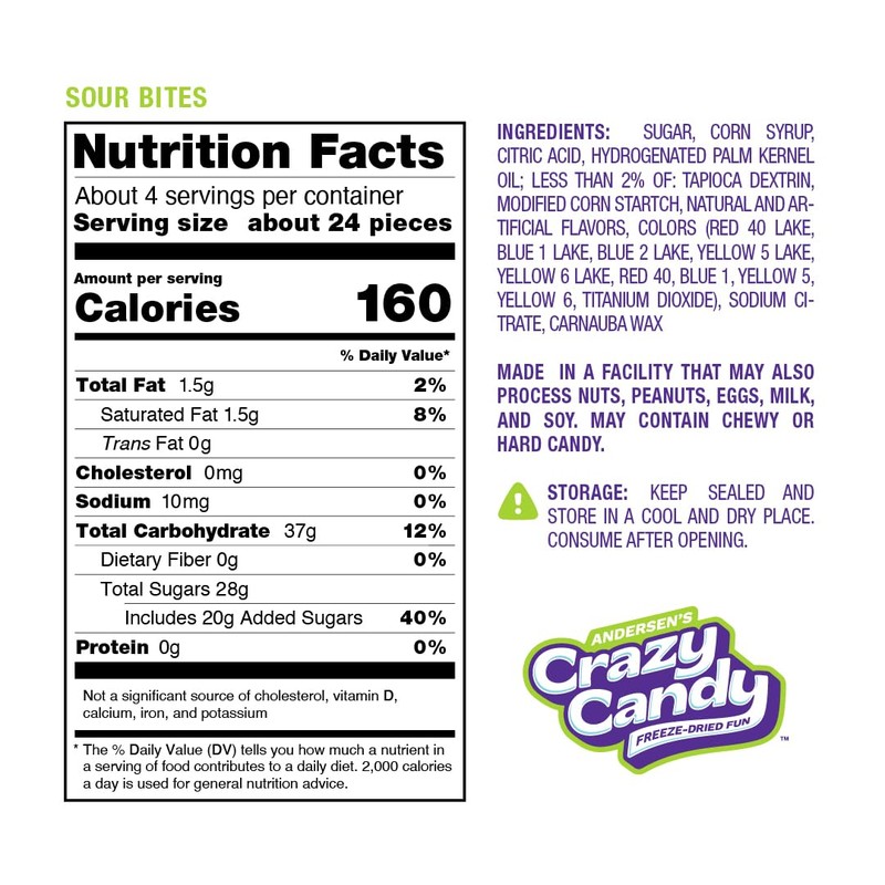 Freeze Dried Sour Candy - Crazy Candy Sour Bites; Intense