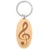 keepdrum Wooden Treble Clef Keyring Oval Gift for Musicians, natural,