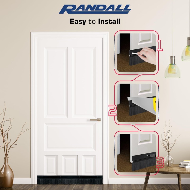 Black Aluminum & Long-Brush Door Sweep – 3 ft (36″)