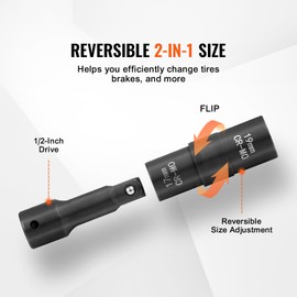 Happybuy Lug Nut Impact Socket Set, 1/2 inch Drive Metric and SAE 6-Point Flip Socket Set, 4 Total Lug Nut Sizes, CR-MO Steel Wheel Socket Set with Storage Case and Extension Bar, for Auto Repair