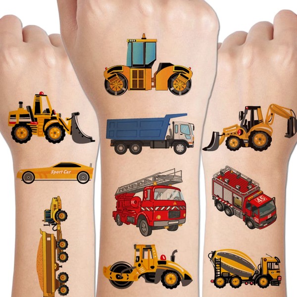 CHARLENT Cars and Trucks Tattoos for Kids - 14 Sheets