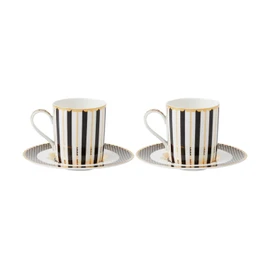 Maxwell & Williams Teas & C's Regency Demi Cup & Saucer 100ML Set of 2 Black Gift Boxed