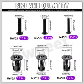 Swpeet 90Pcs M4 M5 M6 Hollow Jack Nuts with Flat Countersunk Head Machine Screws Assortment Kit, Threaded Insert Petal Nuts, Expansion Nut, Nutserts Screws, Flat Head Phillips Screws for Hollow Wall