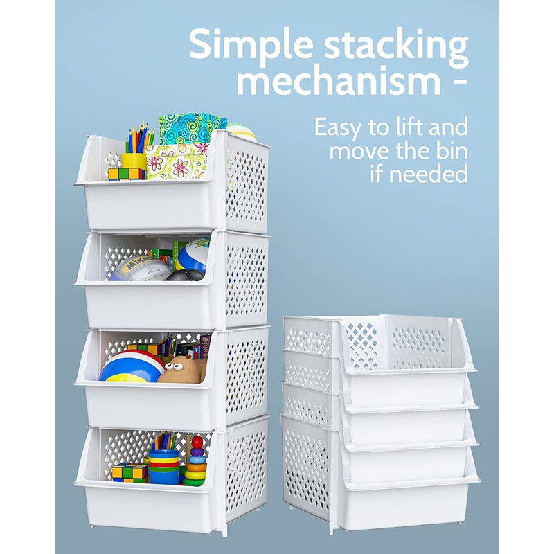 TidyFriend Stackable Storage Bins for Pantry - 8 Pack Stackable