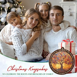 TEEZWONDER Gifts for Family with Kids - Suncatcher Christmas Ornaments 2025 Tree Decorations - Christmas Tree of Life Gifts for Mom Dad Parents Grandparents, Family Ornament Sun Catchers Indoor Window