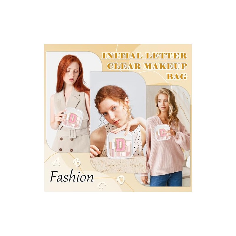 Bolsa de maquillaje transparente con letra inicial personalizada, mini bolsa