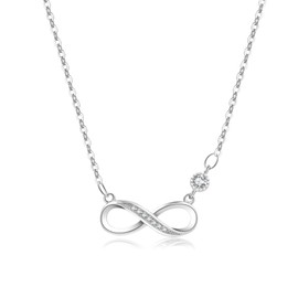 VEEDOFA Silver Necklaces for Women, Infinity Sterling Silver Necklace for Women, Silver Pandents for Women, Silver Infinity Necklace, Cubic Zirconia Ladies Necklaces, Necklaces for Women