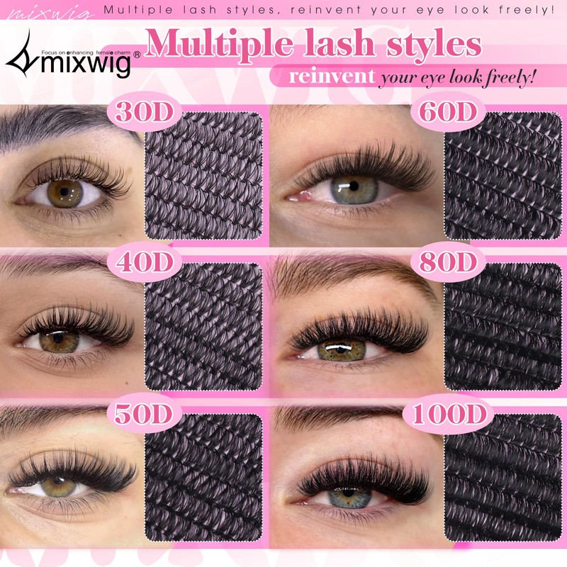 6 Styles Lash Clusters Kit 1596PCS Mega Lash Extension Kit