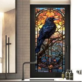 WBQMUNY Stained Glass Window Film,Static Cling Window Privacy Film Decorative UV Sun Blocking Non-Adhesive Glass Window Covering for Home Office 17.7"x39.5"