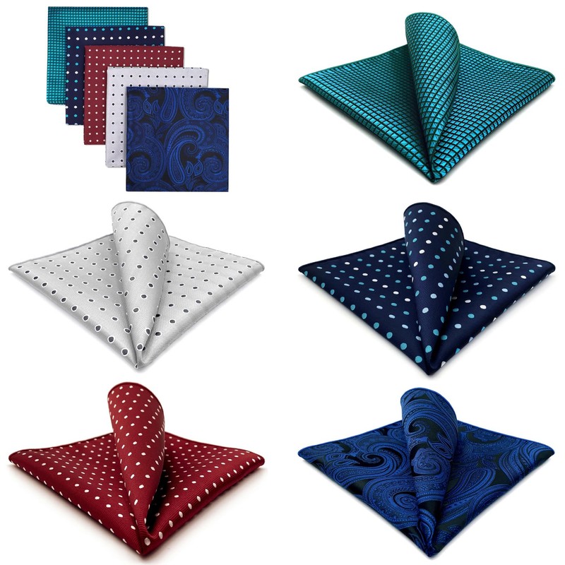 Shlax&Wing Pack of 5 Assorted Handkerchiefs for Men - Square