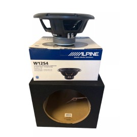 Alpine W12S4 12" 750 Watt 4-Ohm Car Audio Subwoofer + Sealed Sub Box Enclosure
