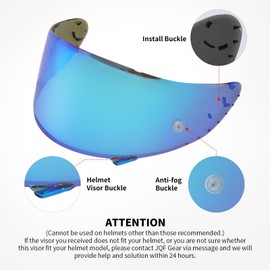 JQF Gear Motorcycle Helmet Visor for X-Fourteen X-Spirit III, RF-1200 and RF-SR Anti-Scratch Visor Shield Lens (Blue-revo)