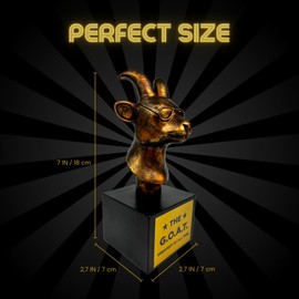 The Goat Trophy Award - Greatest of All Time Funny Trophy for Winners with Golden Engraved Plate - Perfect for Competitions, Office and Party Winners - Unique Goat Decor