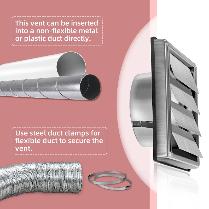 WeCooper 304 Stainless Steel Gravity Grille 100mm 4 inch Ducting