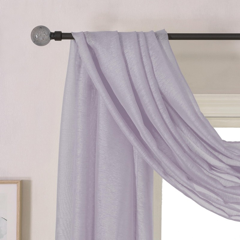 DONREN Lilac Semi Sheer Luxury Scarf for Window - add