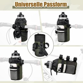 Eyein Bicycle Bottle Holder, Universal Bicycle Drink Holder with Adjustable Carry Strap, Mesh Compartment & Thermal Insulation for Cruisers, Scooters, Mountain Bike & Wheelchair (Green)