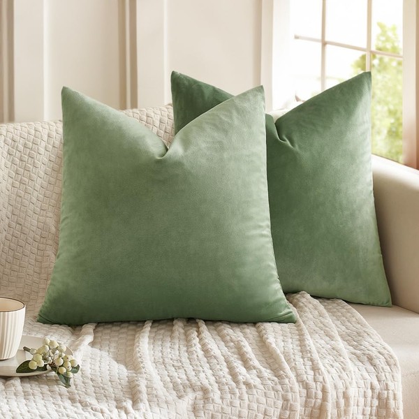 MIULEE Pack of 2 Sage Green Pillow Covers 20x20 Inch