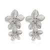 Aloha Earrings Non Pierced Silver Tone Clip On Double Flower