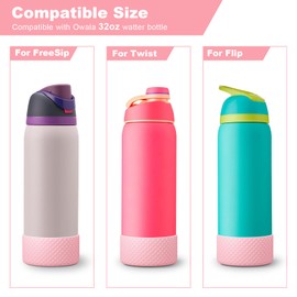 2PCS Diamond Silicone Boot for Owala Water Bottle 24 oz 32 oz 40 oz, Anti-Slip Protective Sleeve for Owala Twist,FreeSip and Flip Stainless Steel Water Bottle, BPA-Free, Dishwasher Safe, Accessories