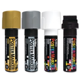 Artline Poster Markers, 30 mm Writing Width, Metallic Colors, 4 Pack (EPP-30-4W4)