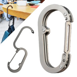 TiHook2 Bag Hanger, Carabiner Shaped Hook, S-Shaped Hook, Ultra Lightweight 1.1 oz (31 g), Load Capacity 44.1 lbs (20 kg), Bag Hanger, Compact, Stylish, Portable, Convenient for Cafes, Offices, Travel