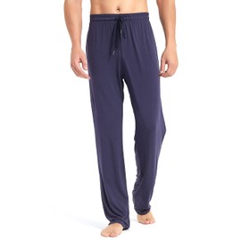 Idtswch 32/34/36/38 de entrepierna larga para hombre, pantalones de pijama extra largos, pantalones de yoga para descansar, ropa de dormir con bolsillos para hombre, marino, Medium