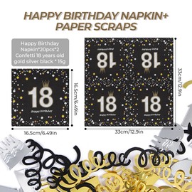 40 Stück 18 Geburtstag Junge Servietten, 18. Geburtstag Deko, 33 x 33 cm Papierservietten, Tischdekoration Für Geburtstagsfeiern Und Familienfeiern